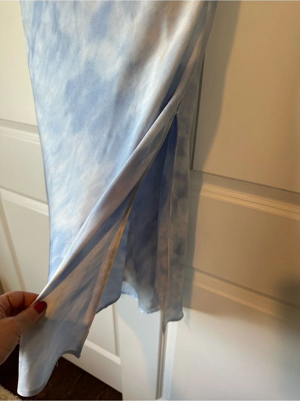 Abercrombie & Fitch Blue and White Tie-Dye Slip Maxi Dress